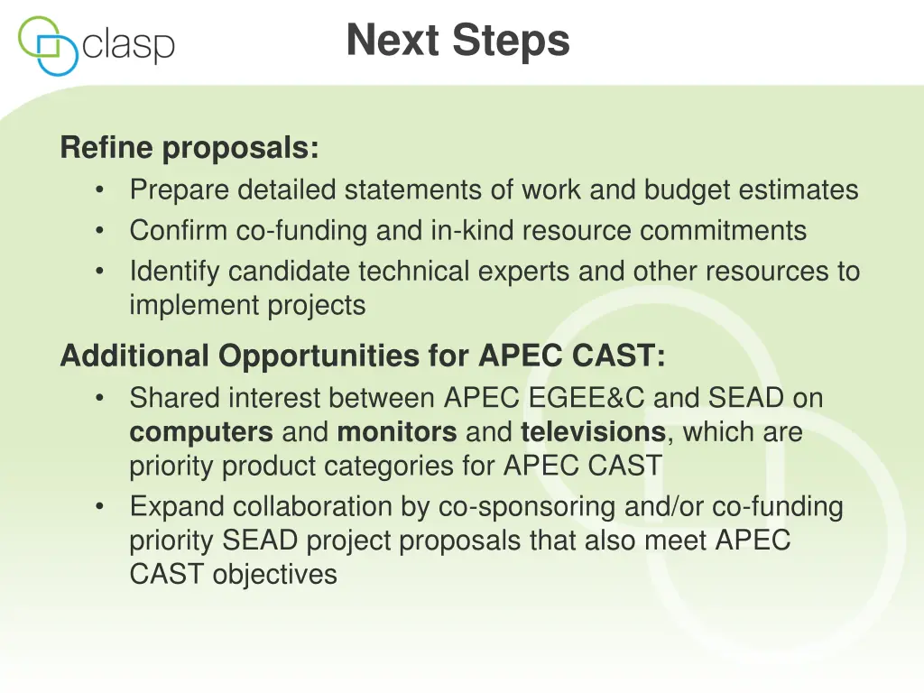 next steps