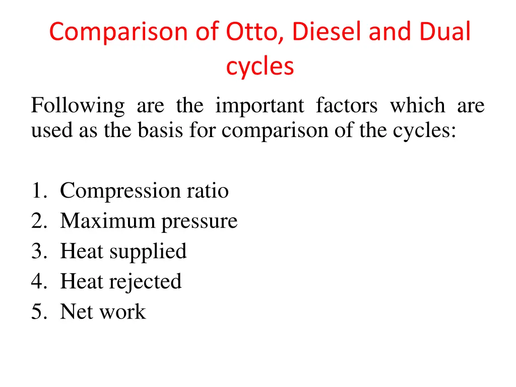 comparison of otto diesel and dual cycles