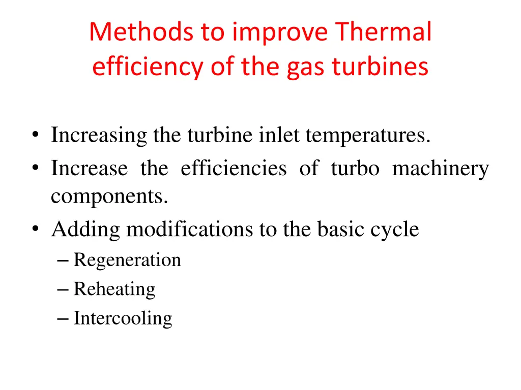 methods to improve thermal efficiency