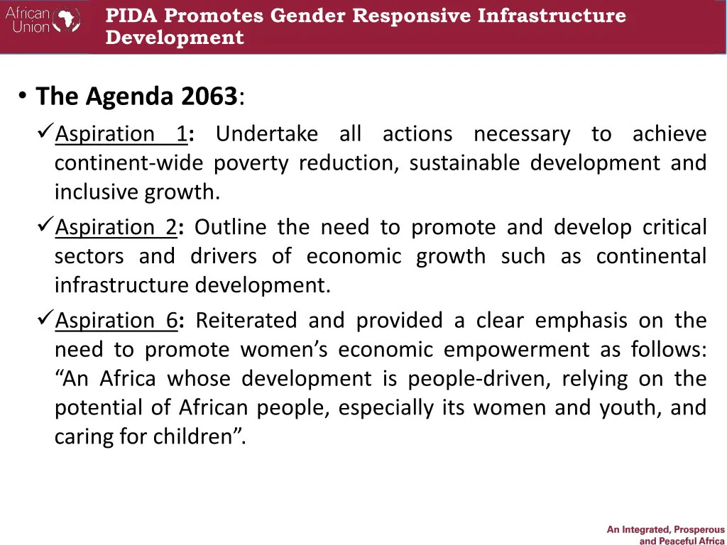 pida promotes gender responsive infrastructure