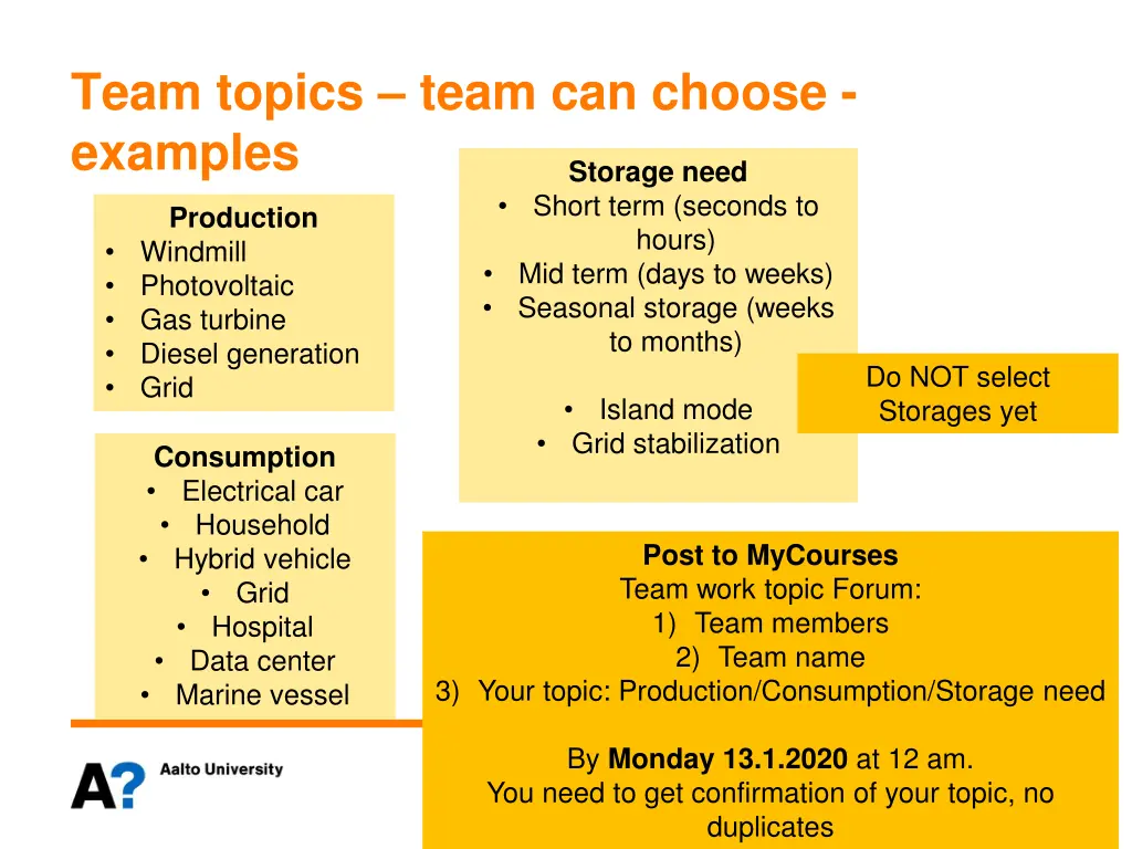 team topics team can choose examples