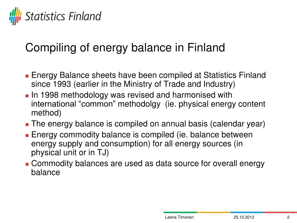 compiling of energy balance in finland
