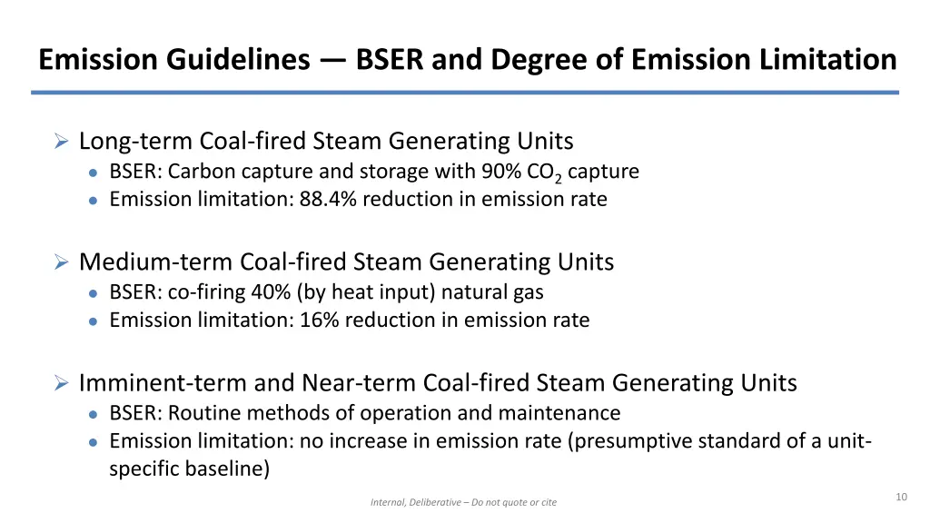 emission guidelines bser and degree of emission
