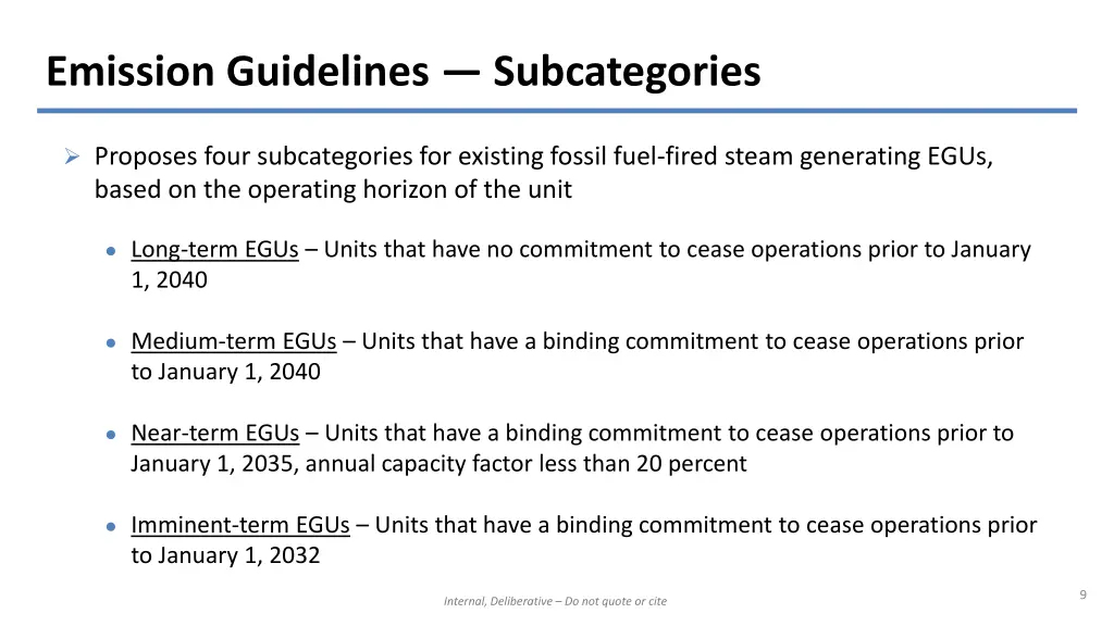 emission guidelines subcategories