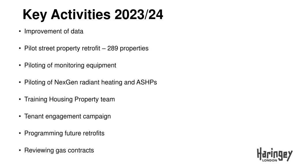 key activities 2023 24