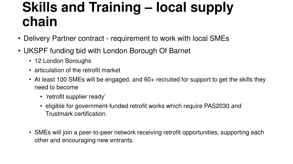 skills and training local supply chain