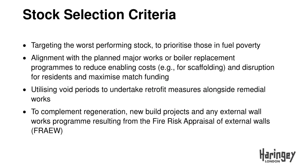 stock selection criteria