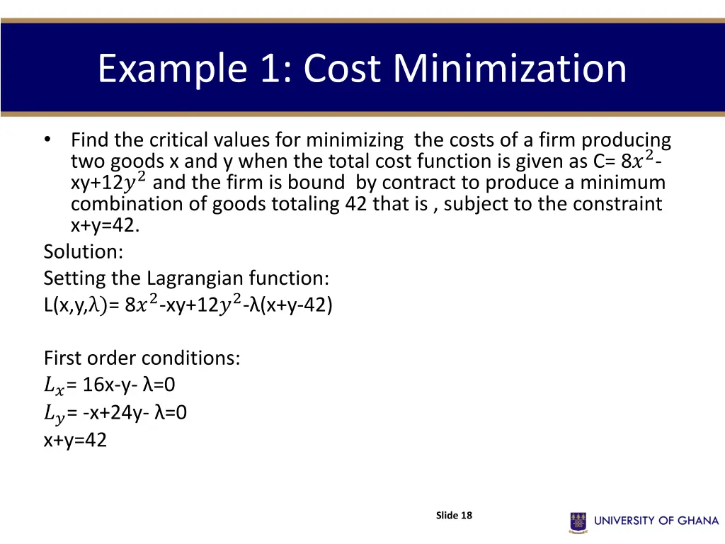 example 1 cost minimization