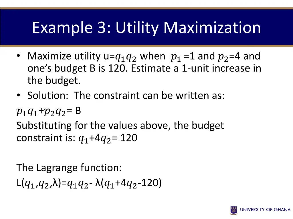 example 3 utility maximization