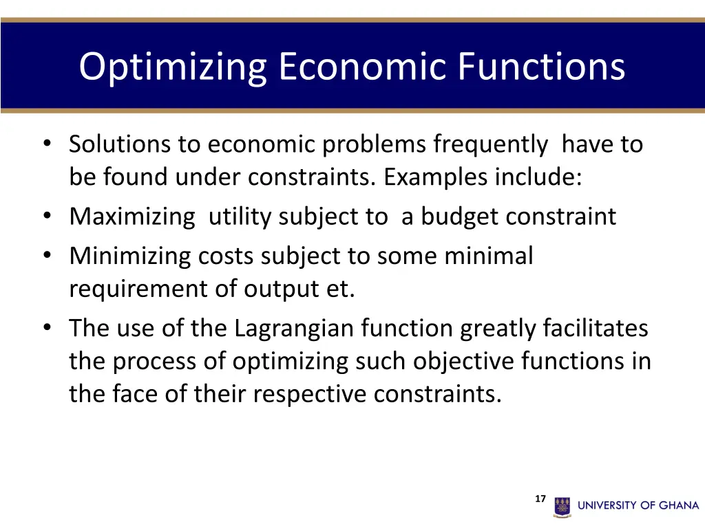 optimizing economic functions