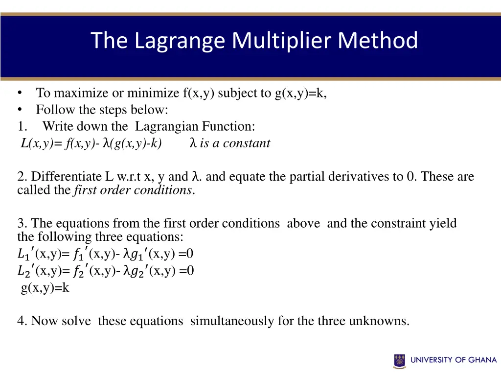 the lagrange multiplier method