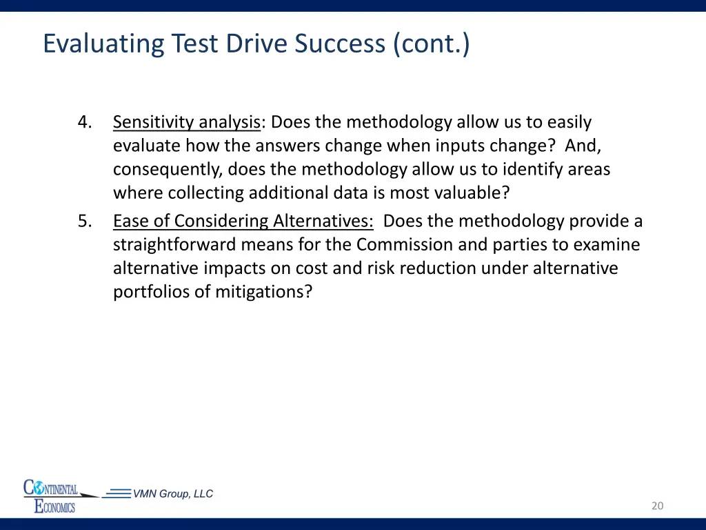 evaluating test drive success cont