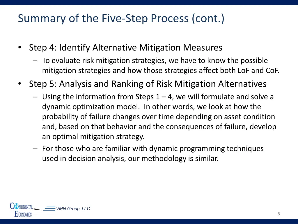 summary of the five step process cont