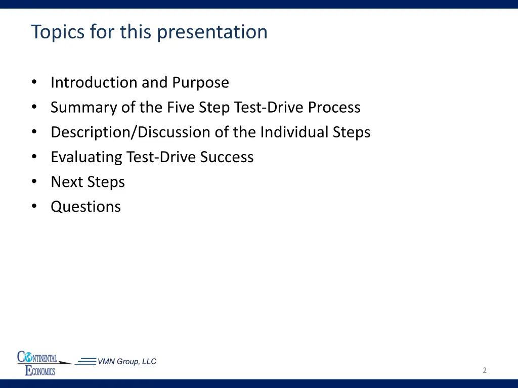 topics for this presentation
