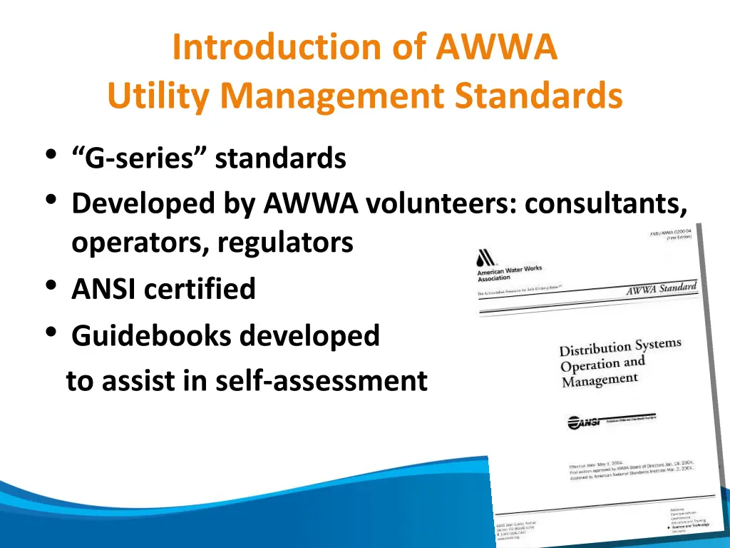 introduction of awwa utility management standards