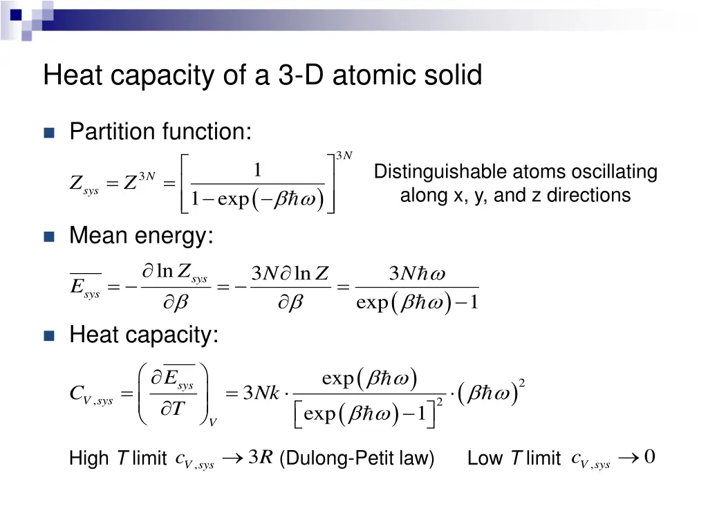 heat capacity of a 3 d atomic solid