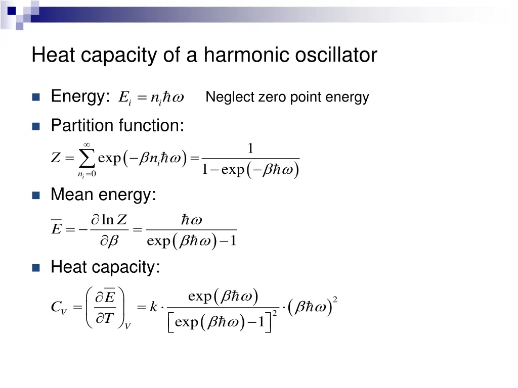heat capacity of a harmonic oscillator
