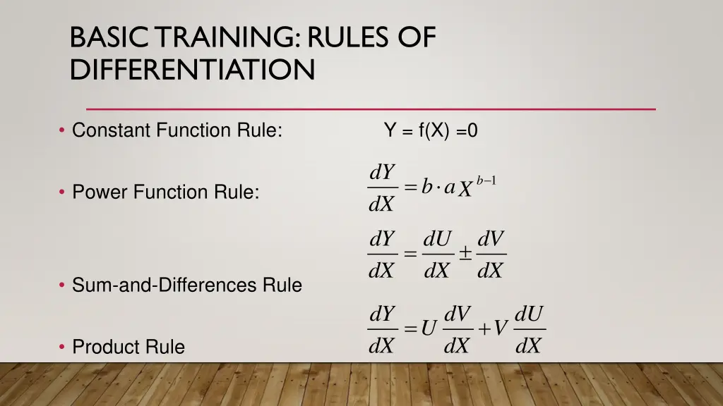 basic training rules of differentiation