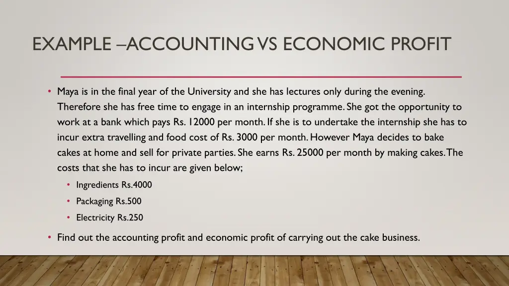 example accounting vs economic profit