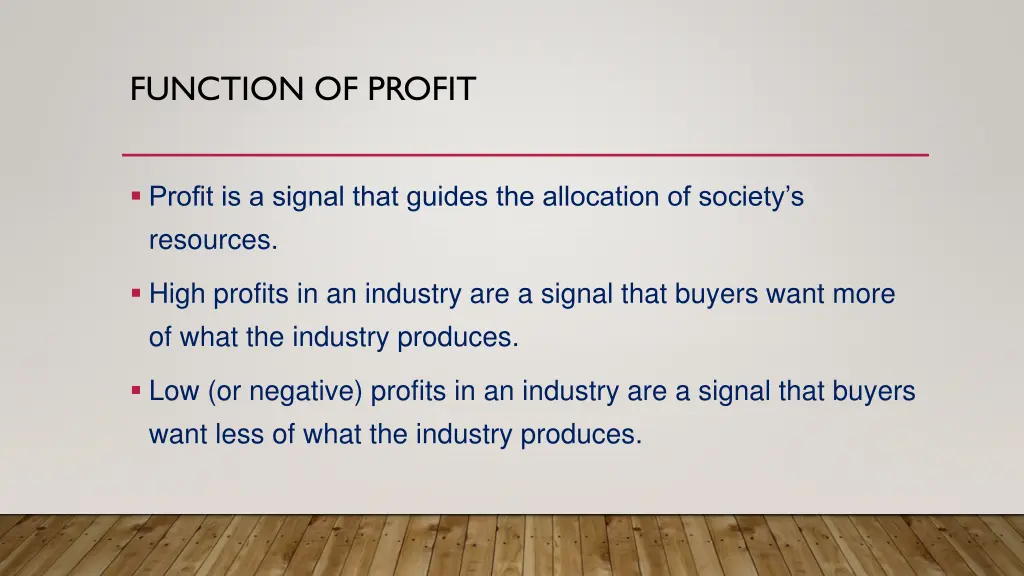function of profit