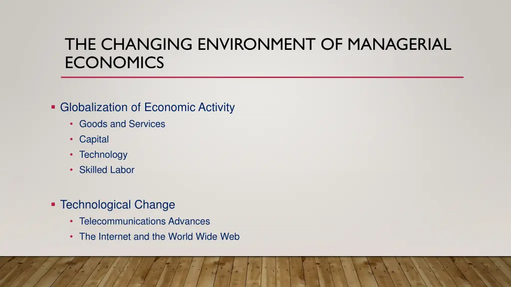 the changing environment of managerial economics
