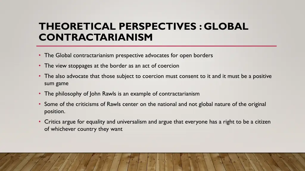 theoretical perspectives global contractarianism
