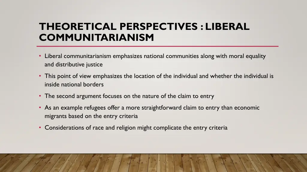 theoretical perspectives liberal communitarianism