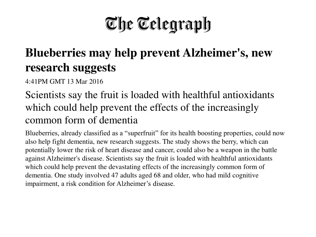 blueberries may help prevent alzheimer