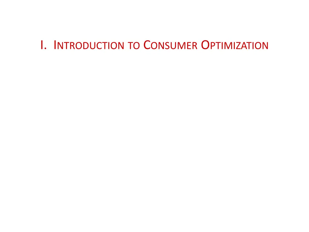 i i ntroduction to c onsumer o ptimization