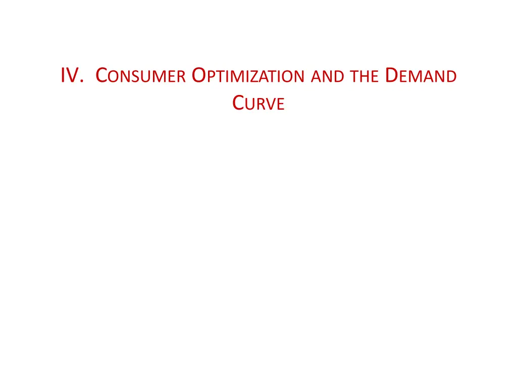 iv c onsumer o ptimization and the d emand c urve