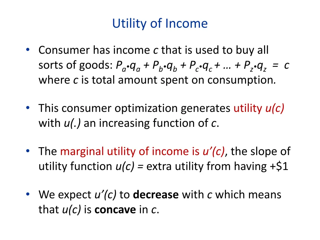 utility of income