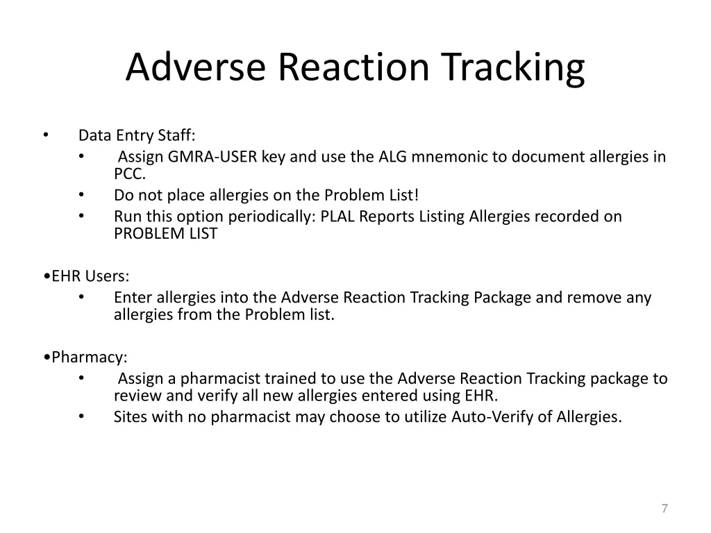 adverse reaction tracking
