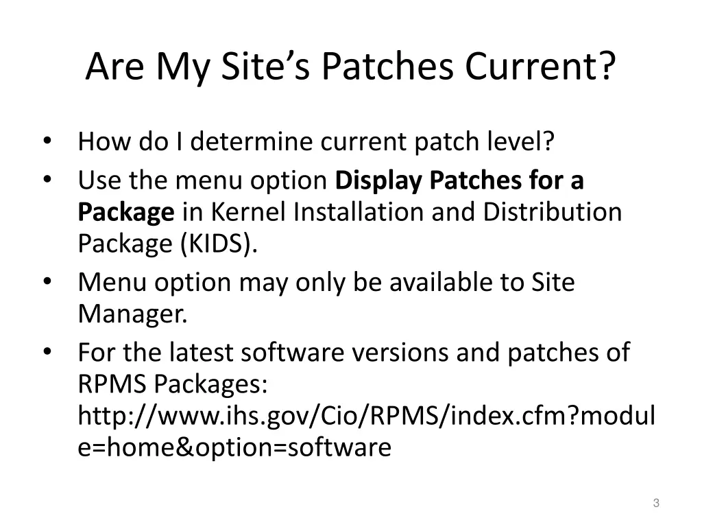 are my site s patches current