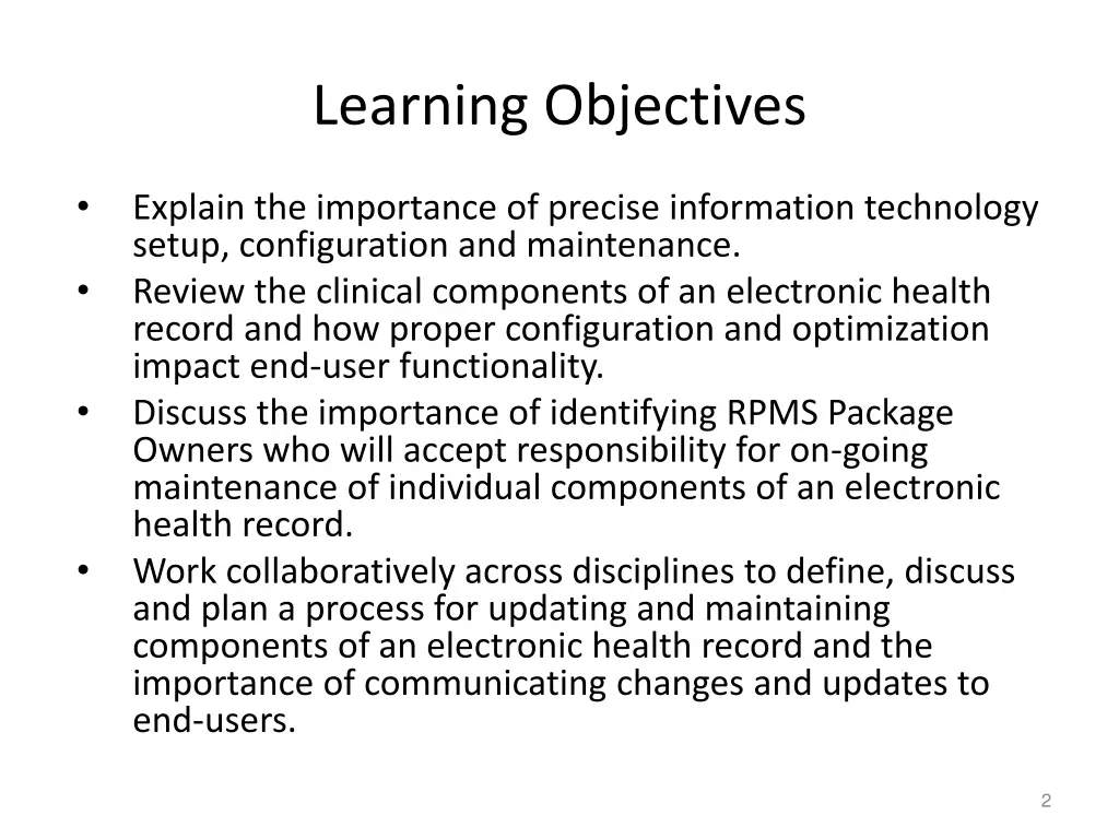 learning objectives