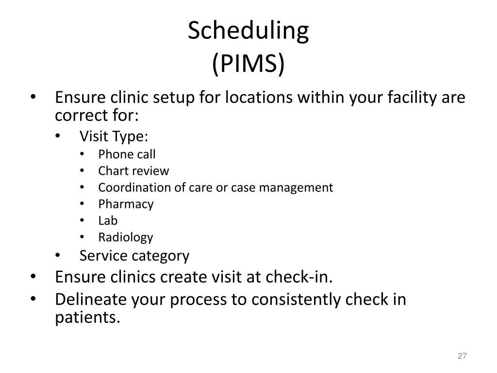 scheduling pims