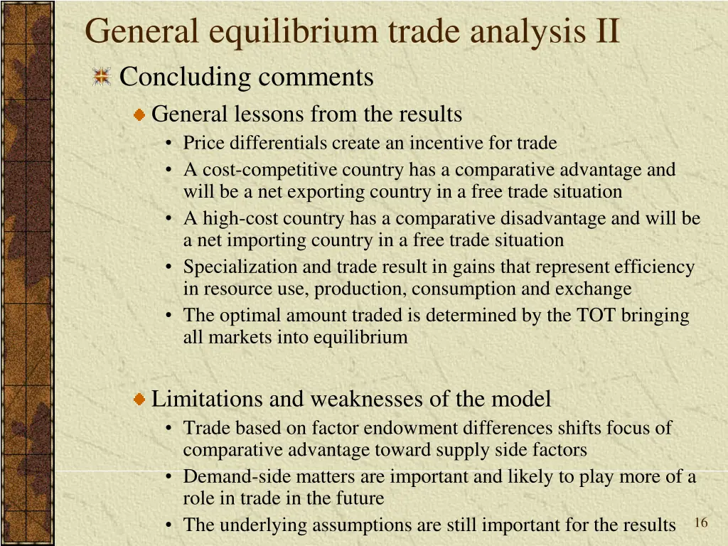 general equilibrium trade analysis ii concluding