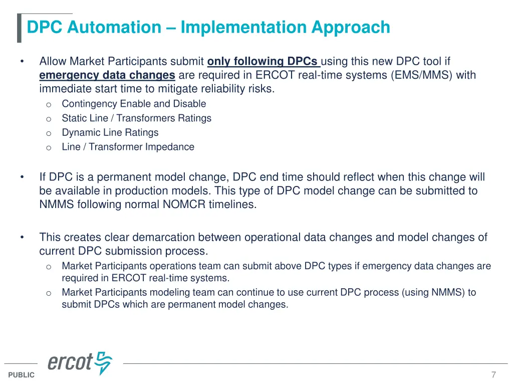 dpc automation implementation approach allow