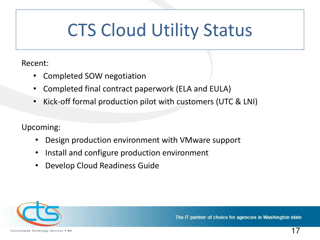cts cloud utility status