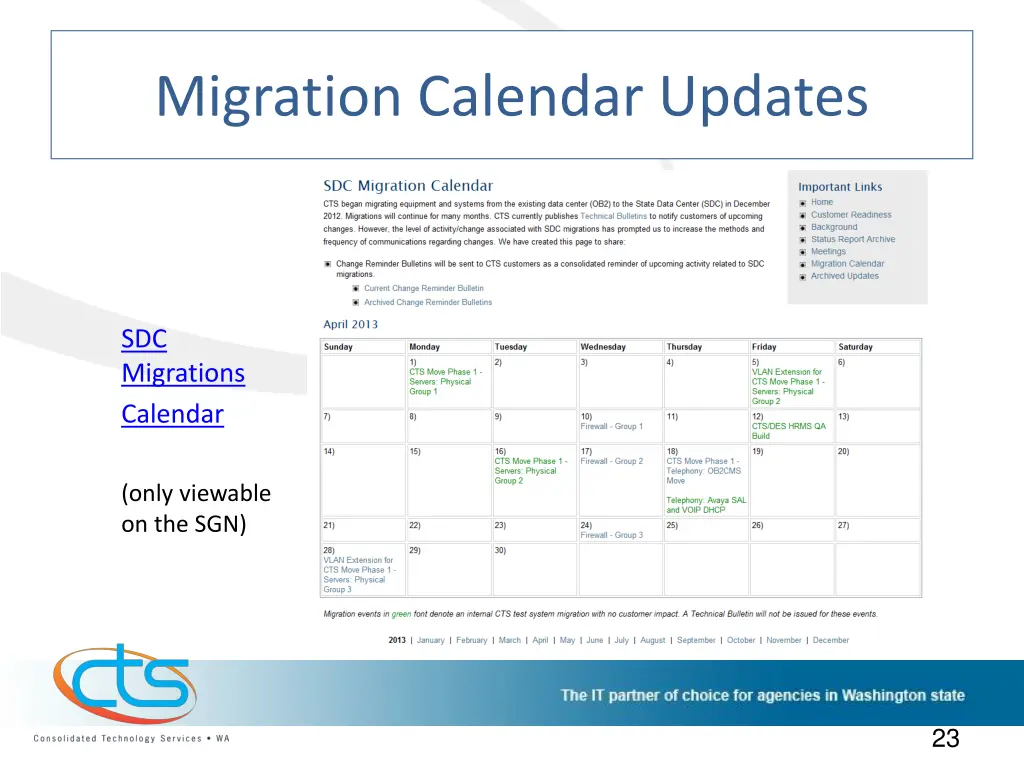 migration calendar updates