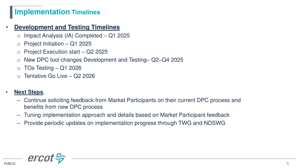 implementation timelines