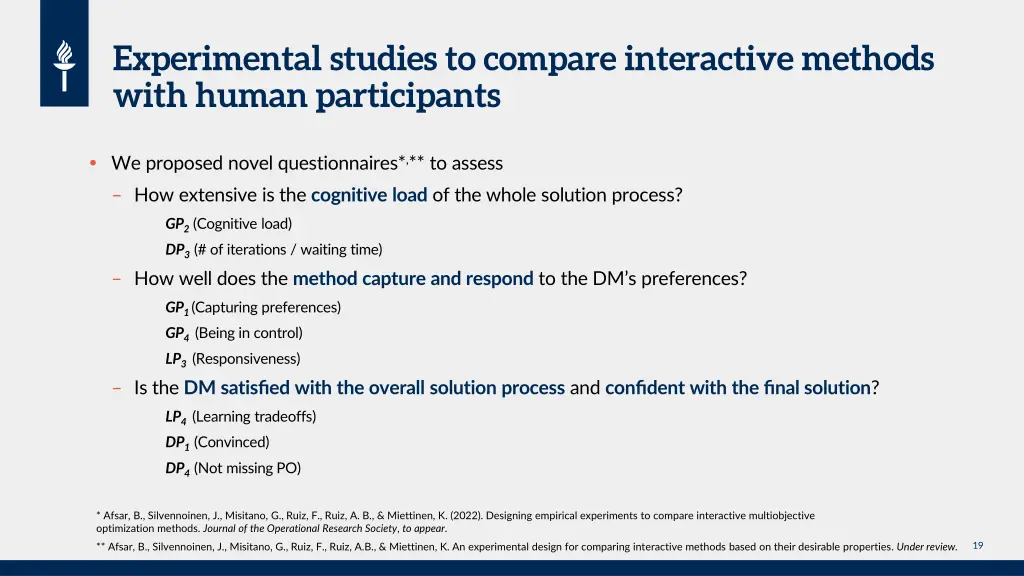 experimental studies to compare interactive