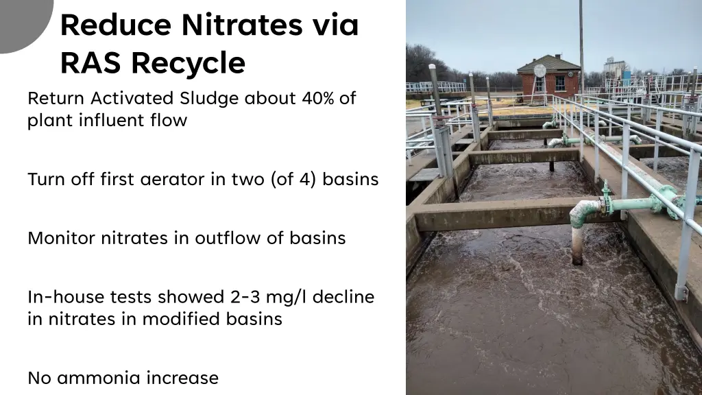 reduce nitrates via ras recycle return activated