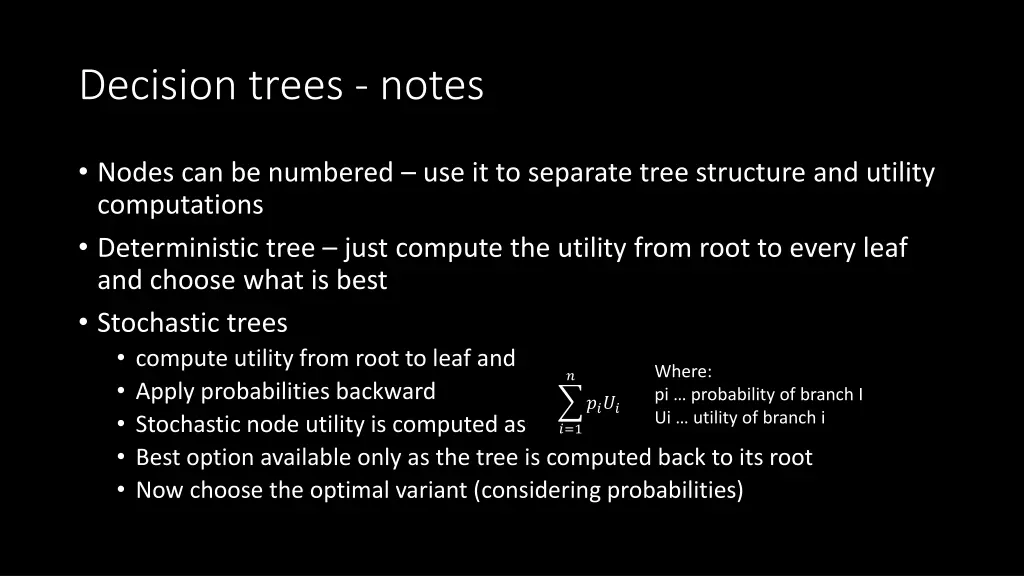decision trees notes