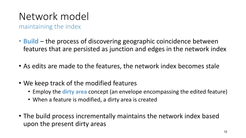 network model maintaining the index
