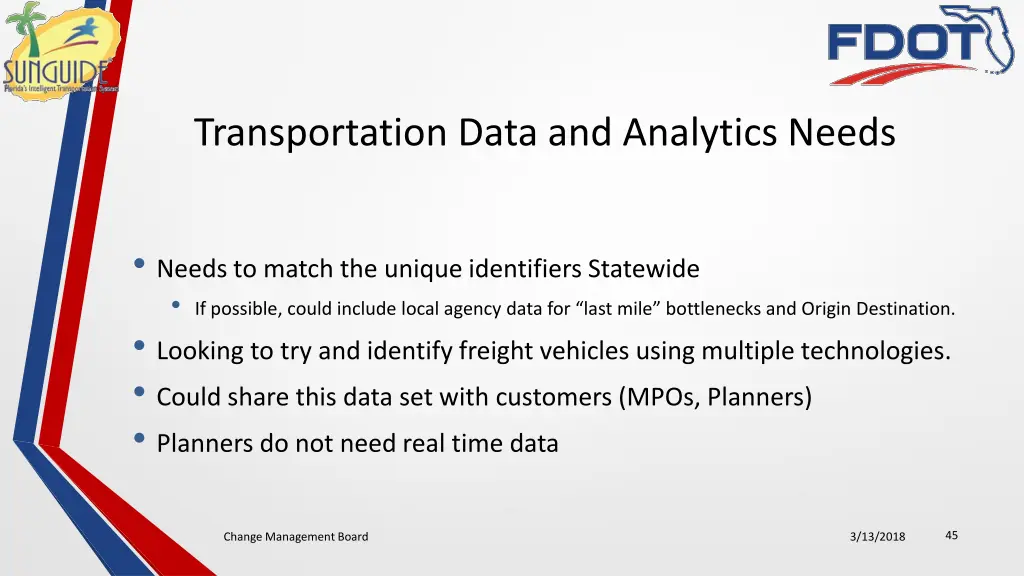 transportation data and analytics needs