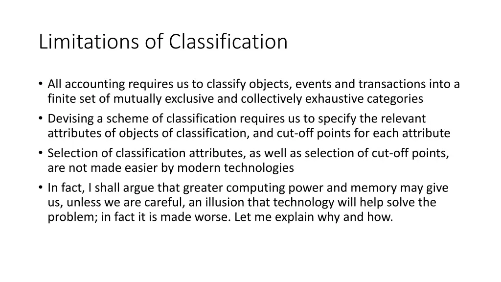 limitations of classification