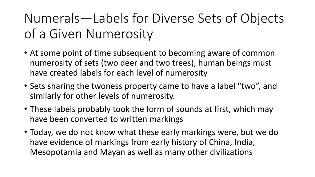 numerals labels for diverse sets of objects