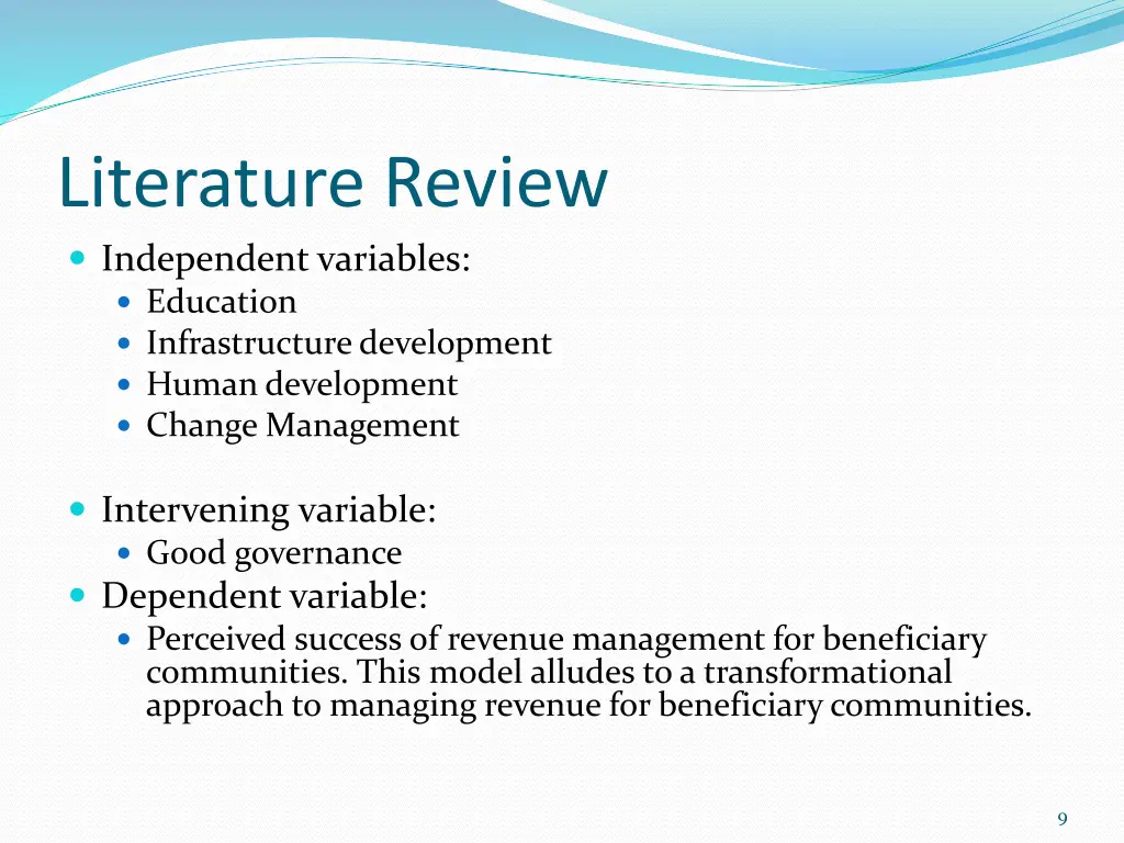 literature review independent variables education