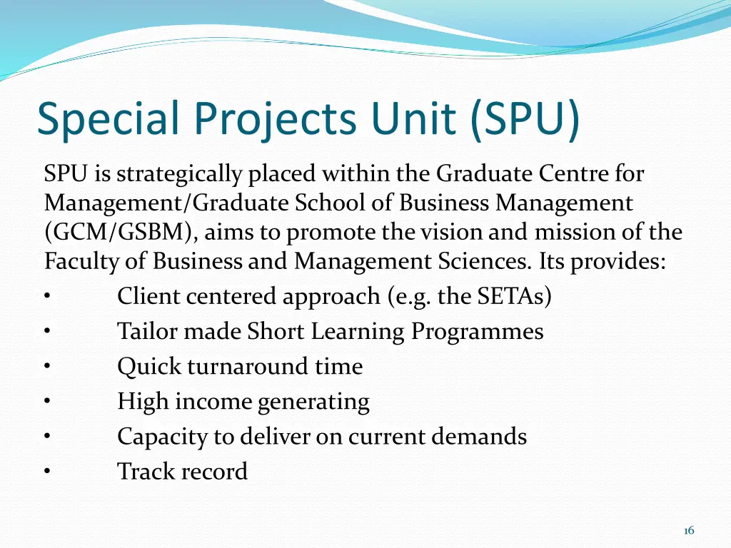 special projects unit spu