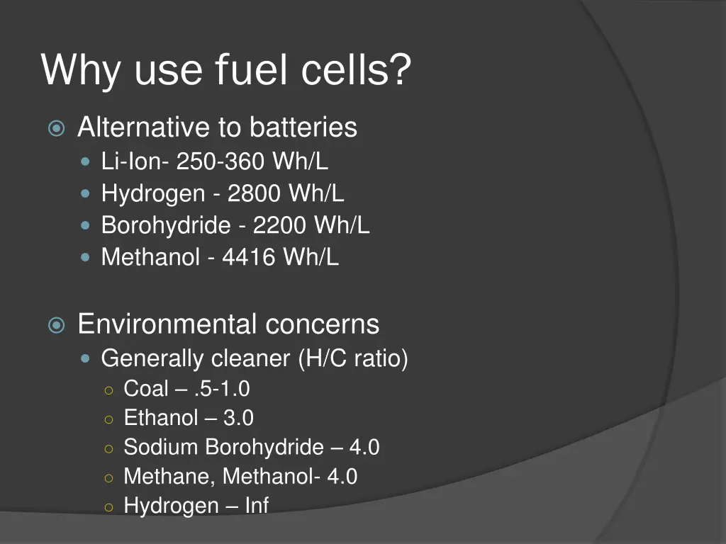 why use fuel cells